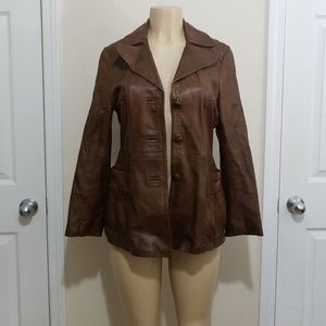 Brown leather jacket